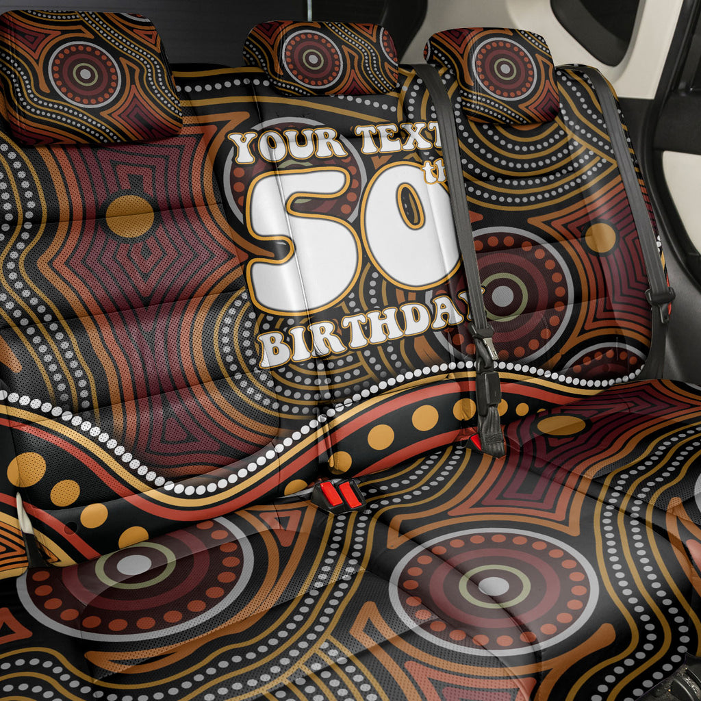 Personalised Aboriginal 50th Birthday Back Car Seat Cover Indigenous Dot Painting Native Australian Celebration