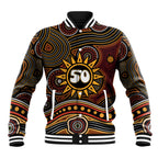 Personalised Aboriginal 50th Birthday Baseball Jacket Indigenous Dot Painting Native Australian Celebration