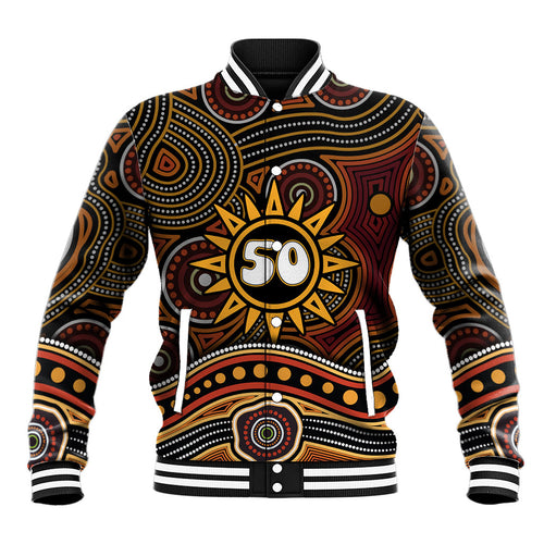 Personalised Aboriginal 50th Birthday Baseball Jacket Indigenous Dot Painting Native Australian Celebration