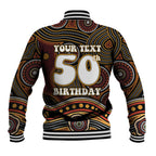 Personalised Aboriginal 50th Birthday Baseball Jacket Indigenous Dot Painting Native Australian Celebration