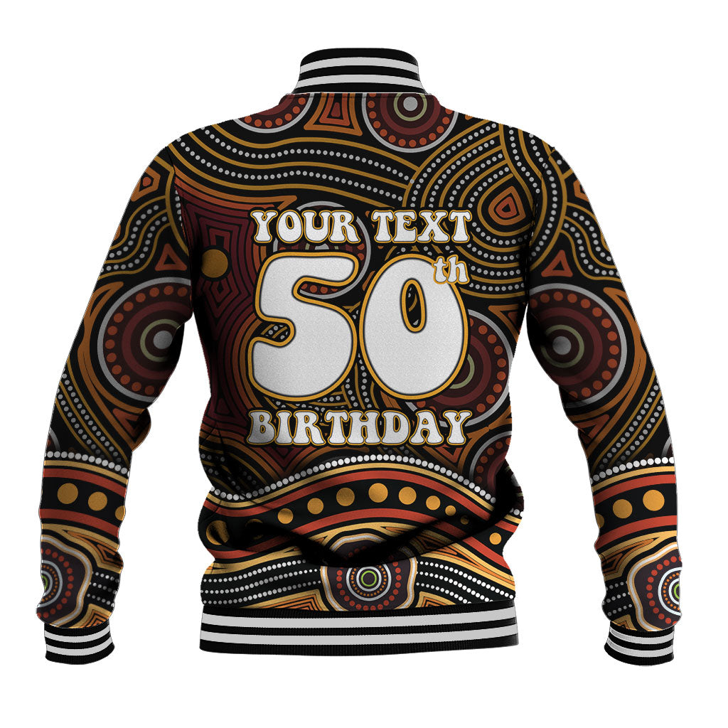 Personalised Aboriginal 50th Birthday Baseball Jacket Indigenous Dot Painting Native Australian Celebration