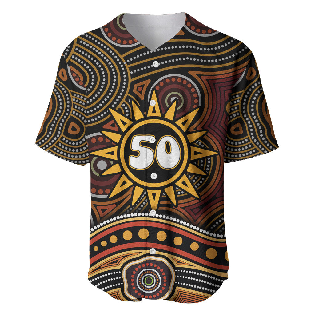 Personalised Aboriginal 50th Birthday Baseball Jersey Indigenous Dot Painting Native Australian Celebration