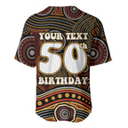 Personalised Aboriginal 50th Birthday Baseball Jersey Indigenous Dot Painting Native Australian Celebration