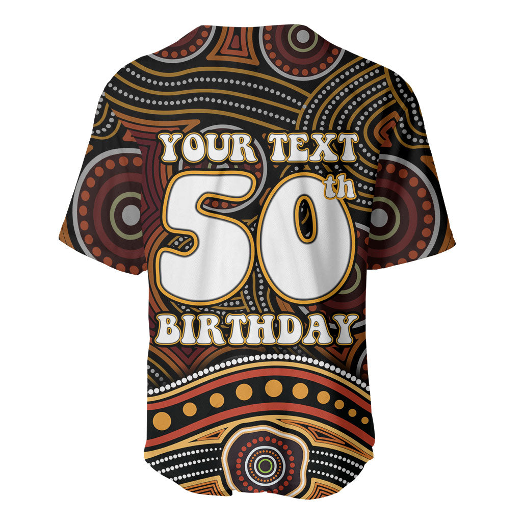 Personalised Aboriginal 50th Birthday Baseball Jersey Indigenous Dot Painting Native Australian Celebration