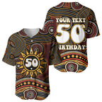Personalised Aboriginal 50th Birthday Baseball Jersey Indigenous Dot Painting Native Australian Celebration