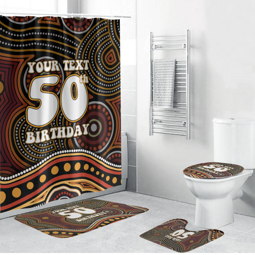 Personalised Aboriginal 50th Birthday Bathroom Set Indigenous Dot Painting Native Australian Celebration