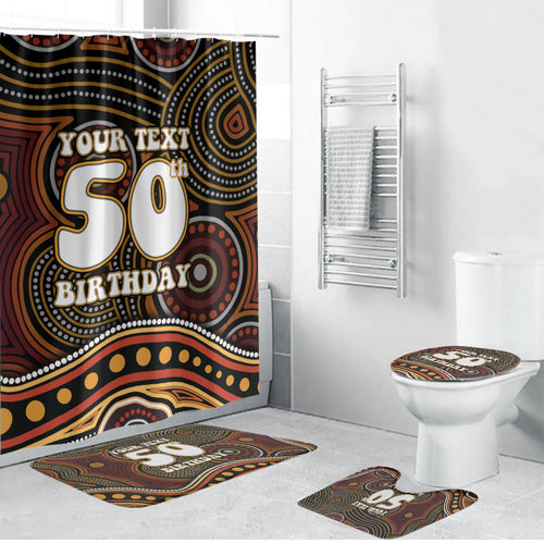 Personalised Aboriginal 50th Birthday Bathroom Set Indigenous Dot Painting Native Australian Celebration