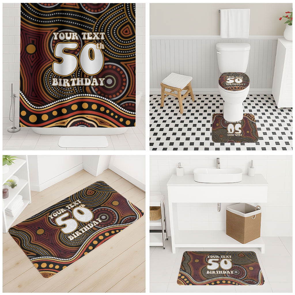 Personalised Aboriginal 50th Birthday Bathroom Set Indigenous Dot Painting Native Australian Celebration