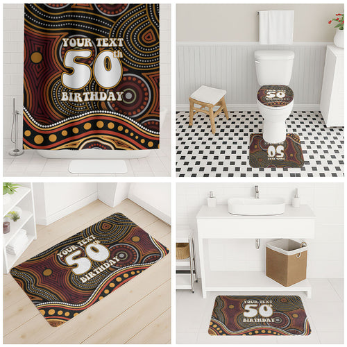 Personalised Aboriginal 50th Birthday Bathroom Set Indigenous Dot Painting Native Australian Celebration