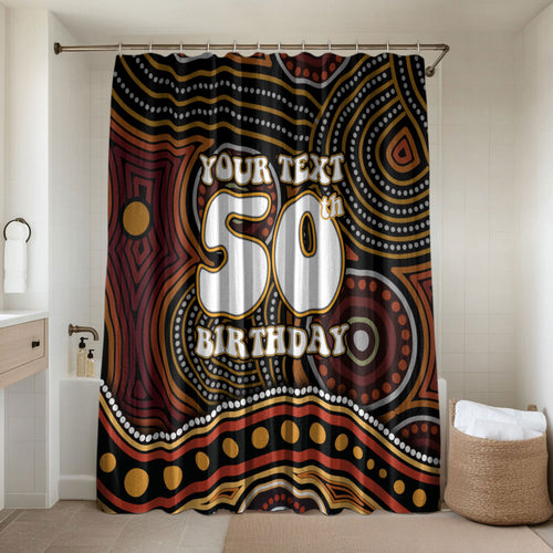 Personalised Aboriginal 50th Birthday Bathroom Set Indigenous Dot Painting Native Australian Celebration