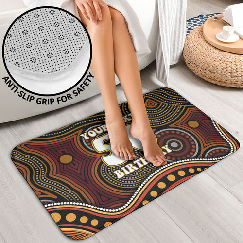 Personalised Aboriginal 50th Birthday Bathroom Set Indigenous Dot Painting Native Australian Celebration