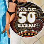 Personalised Aboriginal 50th Birthday Beach Blanket Indigenous Dot Painting Native Australian Celebration