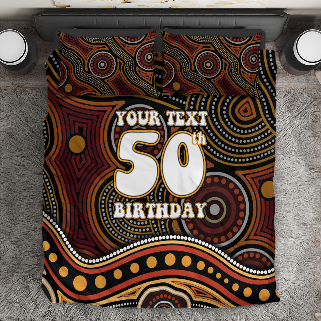 Personalised Aboriginal 50th Birthday Bedding Set Indigenous Dot Painting Native Australian Celebration