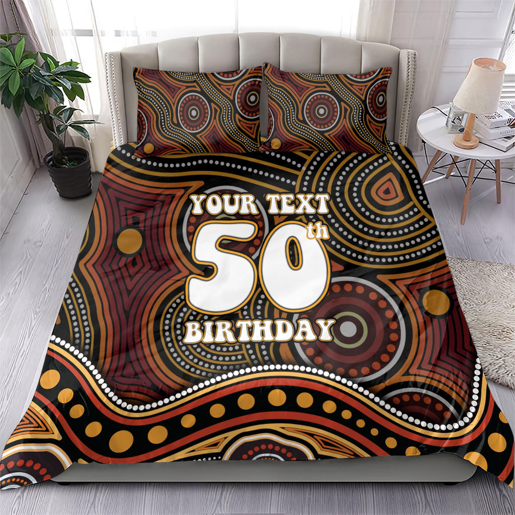 Personalised Aboriginal 50th Birthday Bedding Set Indigenous Dot Painting Native Australian Celebration