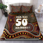 Personalised Aboriginal 50th Birthday Bedding Set Indigenous Dot Painting Native Australian Celebration