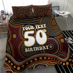Personalised Aboriginal 50th Birthday Bedding Set Indigenous Dot Painting Native Australian Celebration