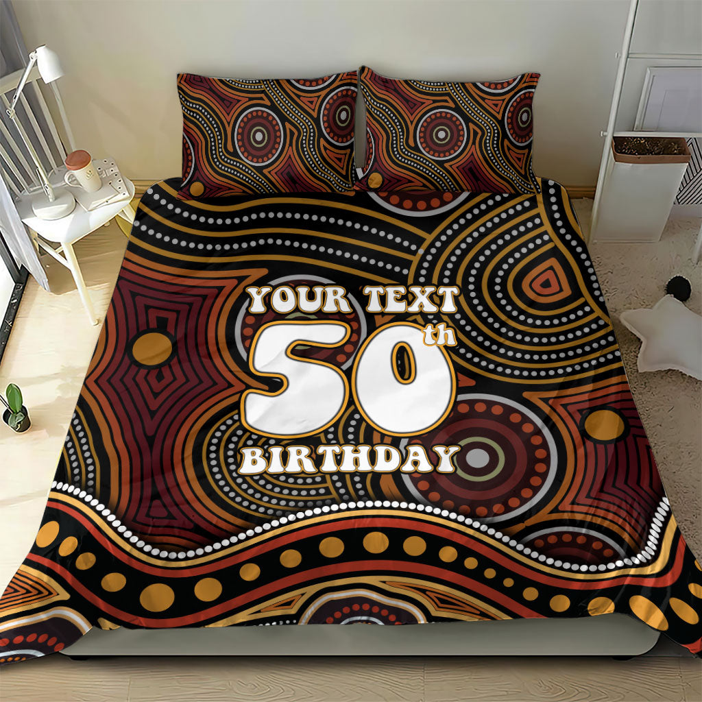 Personalised Aboriginal 50th Birthday Bedding Set Indigenous Dot Painting Native Australian Celebration