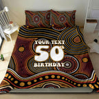 Personalised Aboriginal 50th Birthday Bedding Set Indigenous Dot Painting Native Australian Celebration