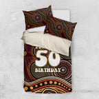 Personalised Aboriginal 50th Birthday Bedding Set Indigenous Dot Painting Native Australian Celebration