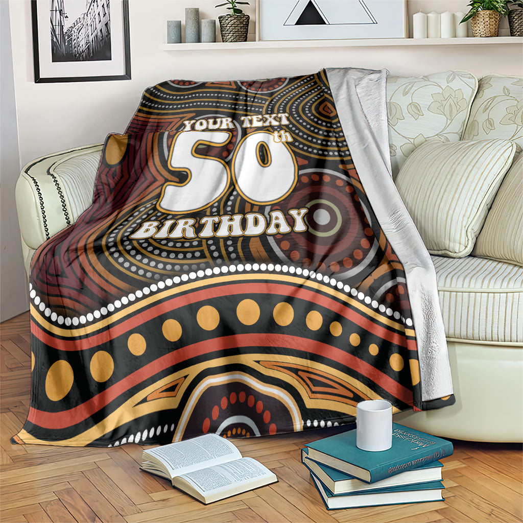 Personalised Aboriginal 50th Birthday Blanket Indigenous Dot Painting Native Australian Celebration