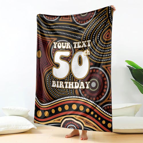 Personalised Aboriginal 50th Birthday Blanket Indigenous Dot Painting Native Australian Celebration