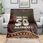 Personalised Aboriginal 50th Birthday Blanket Indigenous Dot Painting Native Australian Celebration