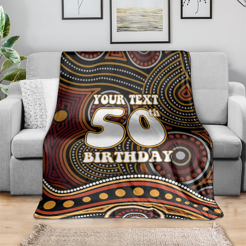 Personalised Aboriginal 50th Birthday Blanket Indigenous Dot Painting Native Australian Celebration