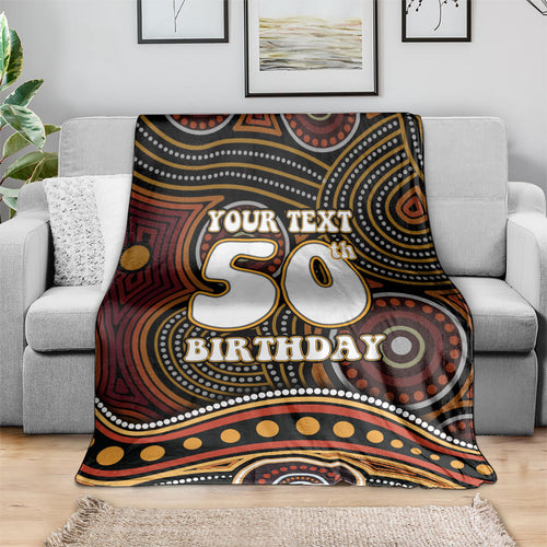 Personalised Aboriginal 50th Birthday Blanket Indigenous Dot Painting Native Australian Celebration