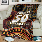 Personalised Aboriginal 50th Birthday Blanket Indigenous Dot Painting Native Australian Celebration