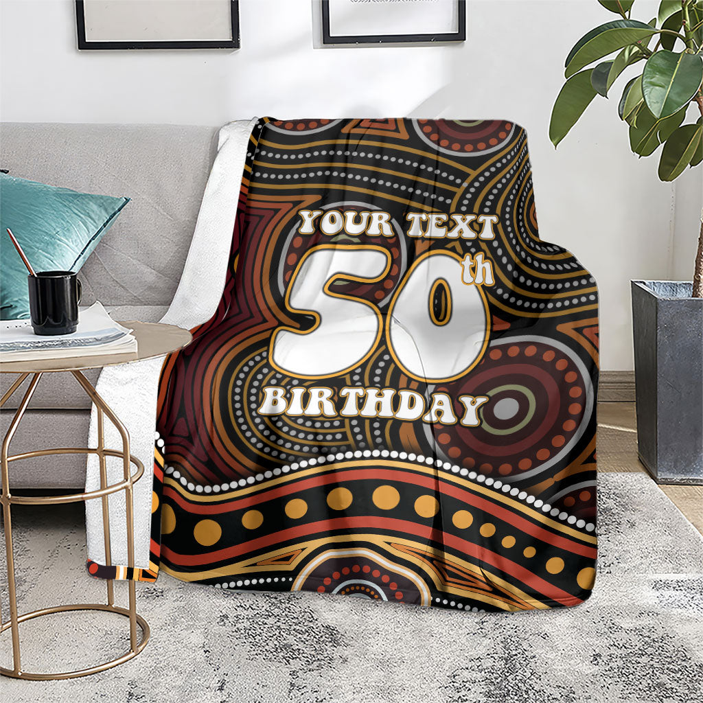 Personalised Aboriginal 50th Birthday Blanket Indigenous Dot Painting Native Australian Celebration