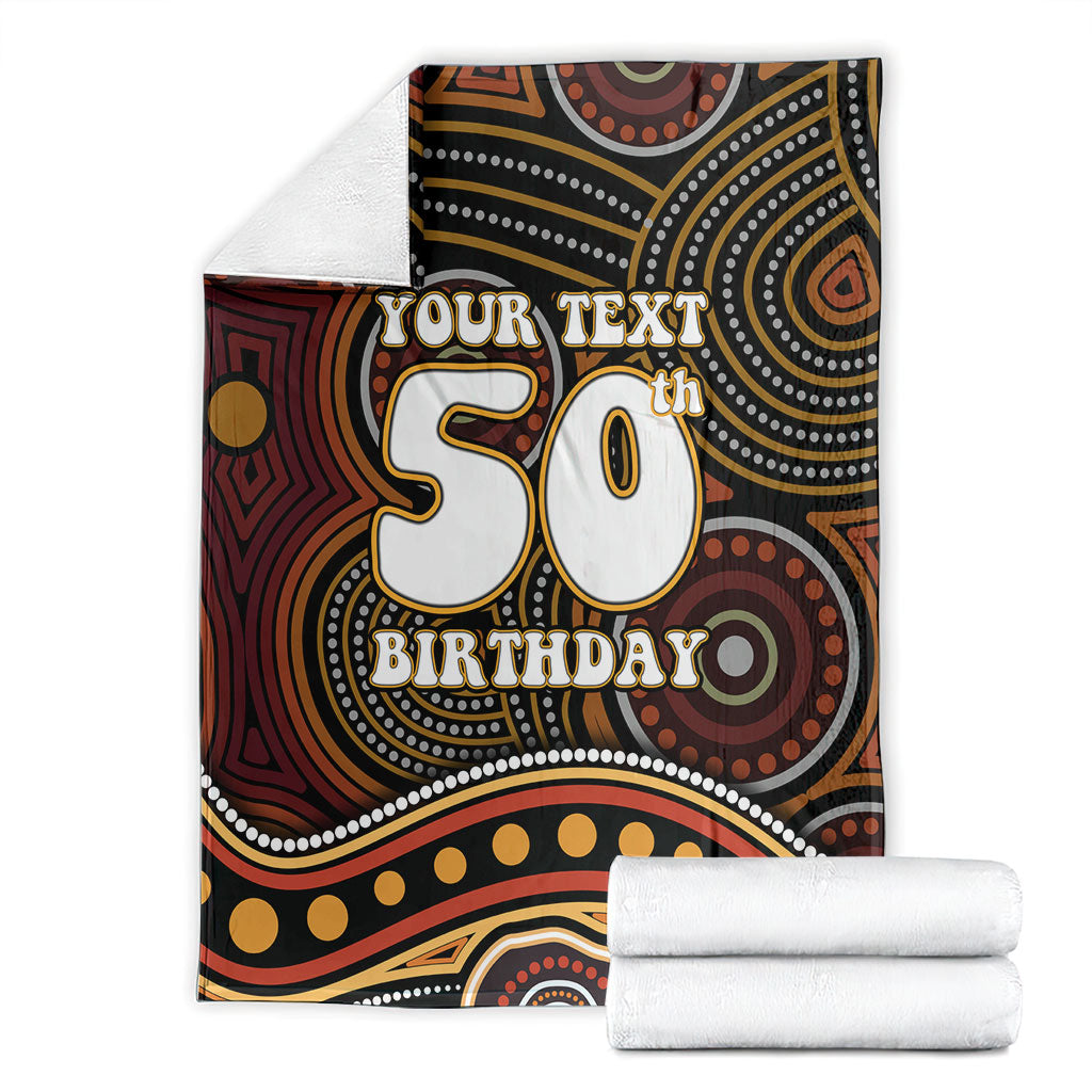Personalised Aboriginal 50th Birthday Blanket Indigenous Dot Painting Native Australian Celebration