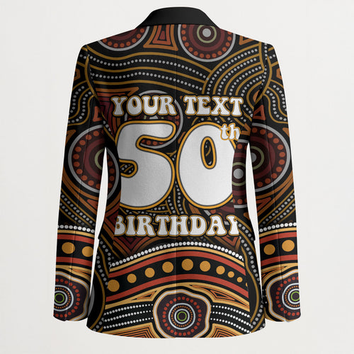 Personalised Aboriginal 50th Birthday Blazer Indigenous Dot Painting Native Australian Celebration