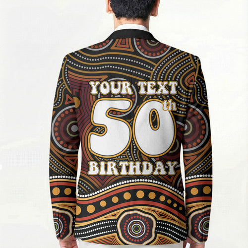 Personalised Aboriginal 50th Birthday Blazer Indigenous Dot Painting Native Australian Celebration