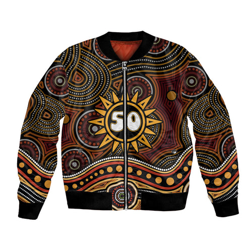Personalised Aboriginal 50th Birthday Bomber Jacket Indigenous Dot Painting Native Australian Celebration