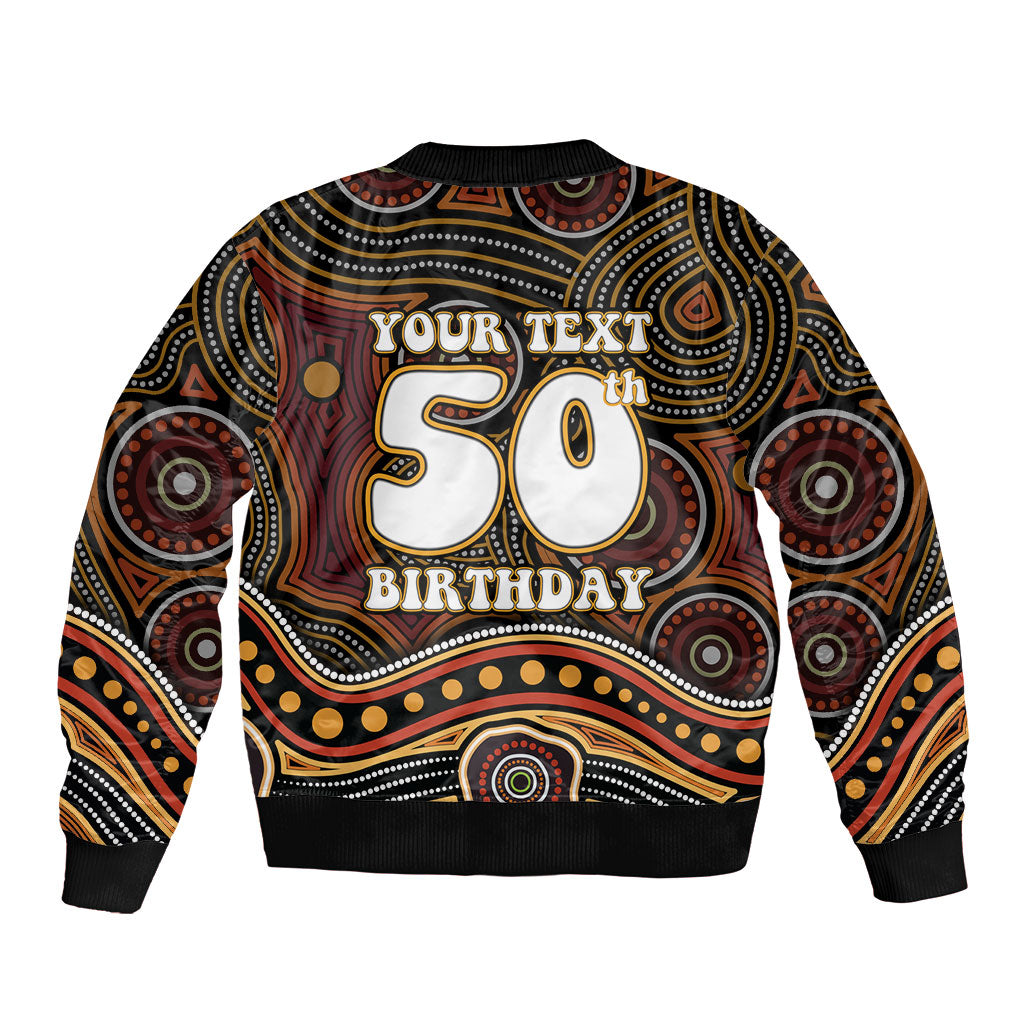 Personalised Aboriginal 50th Birthday Bomber Jacket Indigenous Dot Painting Native Australian Celebration
