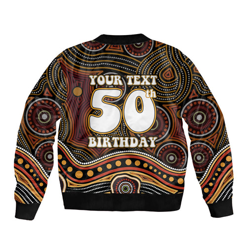 Personalised Aboriginal 50th Birthday Bomber Jacket Indigenous Dot Painting Native Australian Celebration
