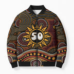 Personalised Aboriginal 50th Birthday Bomber Puffer Jacket Indigenous Dot Painting Native Australian Celebration