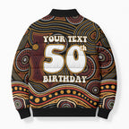 Personalised Aboriginal 50th Birthday Bomber Puffer Jacket Indigenous Dot Painting Native Australian Celebration