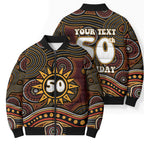 Personalised Aboriginal 50th Birthday Bomber Puffer Jacket Indigenous Dot Painting Native Australian Celebration