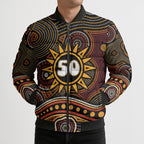 Personalised Aboriginal 50th Birthday Bomber Puffer Jacket Indigenous Dot Painting Native Australian Celebration