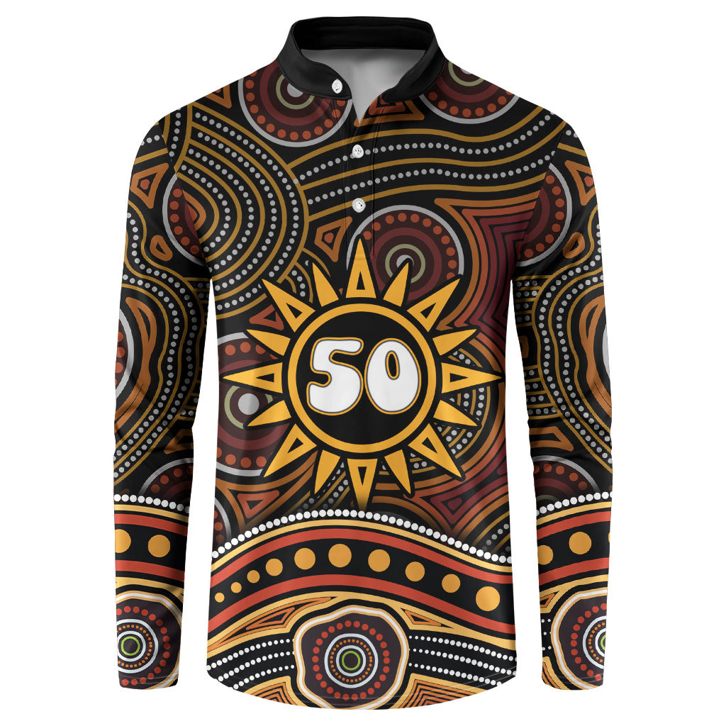 Personalised Aboriginal 50th Birthday Button Sweatshirt Indigenous Dot Painting Native Australian Celebration