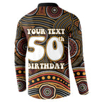 Personalised Aboriginal 50th Birthday Button Sweatshirt Indigenous Dot Painting Native Australian Celebration