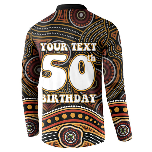 Personalised Aboriginal 50th Birthday Button Sweatshirt Indigenous Dot Painting Native Australian Celebration