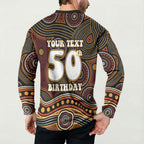 Personalised Aboriginal 50th Birthday Button Sweatshirt Indigenous Dot Painting Native Australian Celebration