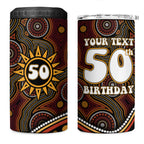 Personalised Aboriginal 50th Birthday 4 in 1 Can Cooler Tumbler Indigenous Dot Painting Native Australian Celebration
