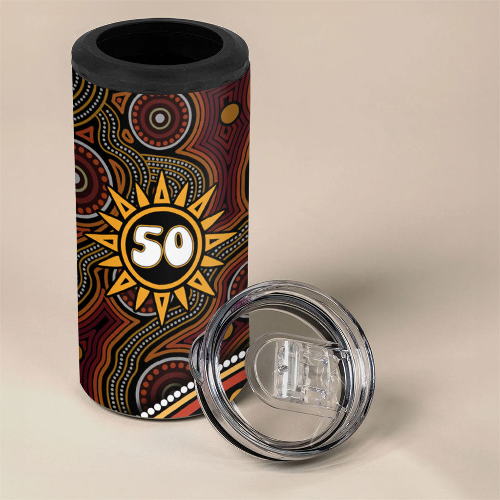 Personalised Aboriginal 50th Birthday 4 in 1 Can Cooler Tumbler Indigenous Dot Painting Native Australian Celebration