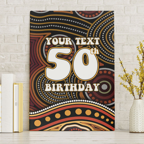 Personalised Aboriginal 50th Birthday Canvas Wall Art Indigenous Dot Painting Native Australian Celebration