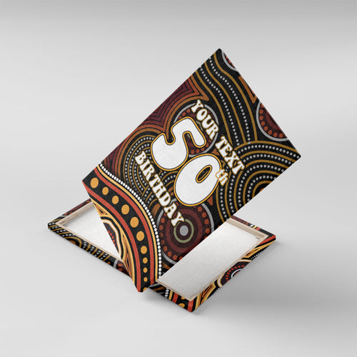 Personalised Aboriginal 50th Birthday Canvas Wall Art Indigenous Dot Painting Native Australian Celebration