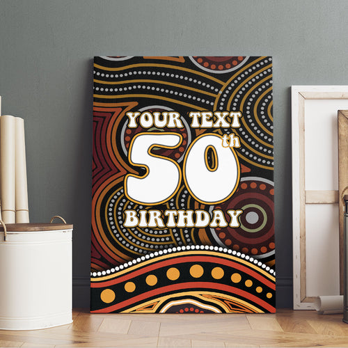 Personalised Aboriginal 50th Birthday Canvas Wall Art Indigenous Dot Painting Native Australian Celebration