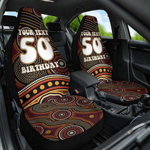 Personalised Aboriginal 50th Birthday Car Seat Cover Indigenous Dot Painting Native Australian Celebration